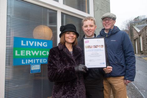 (L-R): Living Lerwick chair Cynthia Adamson, director Ben Mullay and vice-chair Steve Mathieson.