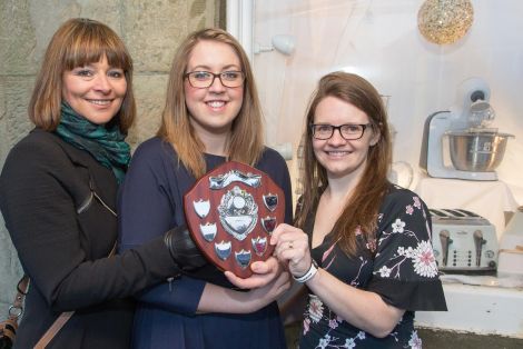 Living Lerwick chairwoman Cynthia Adamson with Elaine Burgess and Anna Moar of George Robertson Ltd.