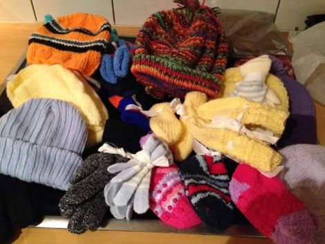 The woolly hats, gloves, scarves and jumpers are bound for the Idomeni transit camp on the Greek-Macedonian border.