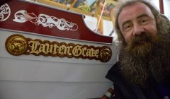 Lerwick Guizer Jarl Mark Evans with his galley Lauren Grace - Photo: Chris Brown