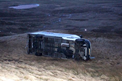 Two people escaped uninjured when their van was blown over near Gulberwick on the A970 on Friday morning - Photo: Chris Cope/ShetNews