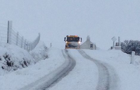 A snow plough clears the Kergord road - Photo: Elaine Falconer