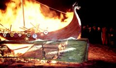 The burning of the Junior Up Helly Aa galley in 1959.