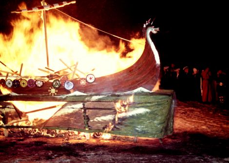 The burning of the Junior Up Helly Aa galley in 1959.