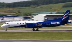 An Eastern Airways oil charter flight landing at Aberdeen airport.