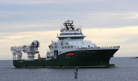 The multi-purpose oil support vessel Havila Phoenix entering Lerwick harbour - Photo: ShetNews