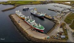 An aerial view of Symbister harbour - Photo: Ivan Reid