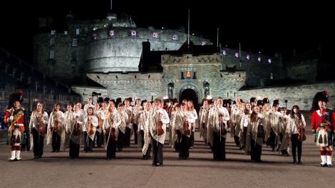 The Hjaltibonhoga fiddlers at the Edinburgh tattoo last summer.