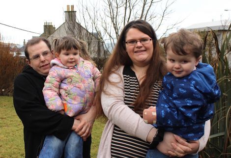 Richard and Debbie Shutt with their two children Annika and Kaiden - Photo: Hans J Marter/ShetNews