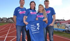 From left to right: Stewart Jamieson, Elaine Jamieson, Natalie Timberlake and Shane Jamieson. They'll be joined in Berlin by Haydn Jamieson, who is studying in Glasgow. Photo: Shetnews/Neil Riddell