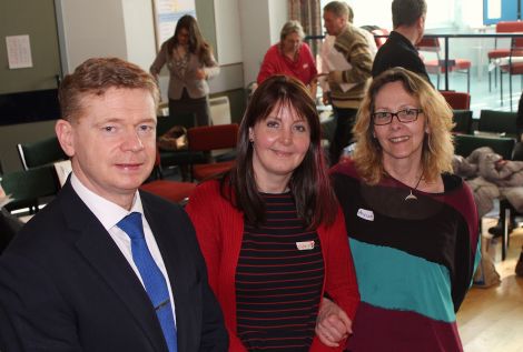 Packing up after the Unpacking Justice event behind SIC convener Malcolm Bell, who chaired the session, and organisers Clair Adlington (left) and Alyson Halcrow.