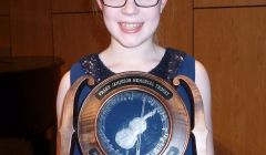 An extremely happy Jodie Smith after being judged Shetland's Young Fiddler of the Year, aged just 13. All photos Valerie Watt