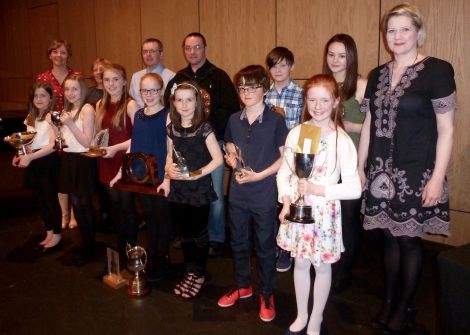 The winners, their trophies and the judges gather at the end of the evening.