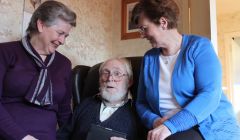 Crossroads carer Adeline Nicolson (right) with 85-year old Alan Alderson and his wife Patricia - Photos: ShetNews