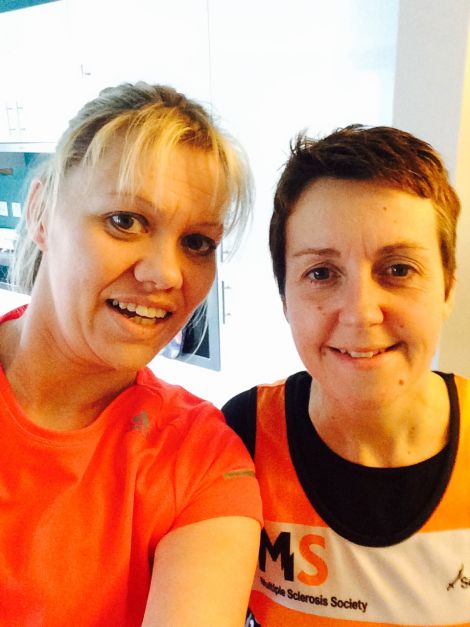 Frances Tait and Fiona Shearer are running the London Marathon to raise money for the MS Society.