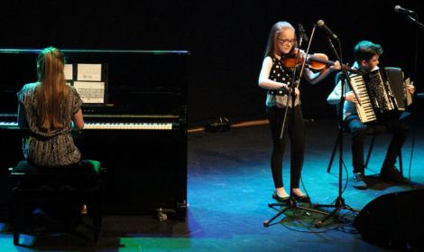 Fjanna were the judges' pick for Shetland's Got Talent 2016 on Saturday night. Pictured, from left, are Anya Johnston on piano, Jodie Smith on fiddle and Mike Laurenson on accordion. Photo: Davie Gardner