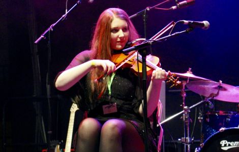 Talisk fiddler Hayley Keenan in full flow at Friday night's Clickimin gig in Lerwick. Photo: Shetnews