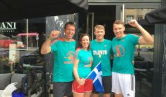 Pictured after running in the Berlin half marathon on Sunday, from left to right: Stewart, Elaine, Shane and Haydn Jamieson.