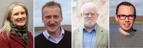 The four candidates for there Shetland constituency seat (from left to right): Robina Barton (Labour), Tavish Scott (LibDems), Danus Skene (SNP) and Cameron Smith (Conservatives).