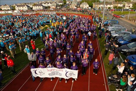 The survivors' lap at Clickimin back in 2014. The Relay for Life takes place at the Gilbertson Park this year for the first time.