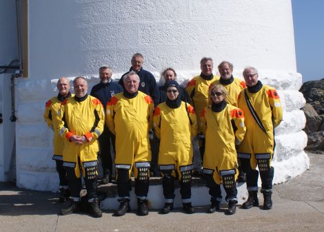 The Princess Royal (front row - third from left) with NLB commissioners on Out Skerries last Friday - Photo: NLB