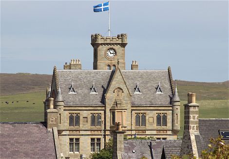 Lerwick Town Hall on Tuesday - Shetland Flag Day. Photo: Shetnews