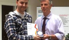 Apprentice plumber David Blewett with Ian Billyard, principal of Leeds College of Building.