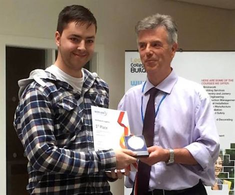 Apprentice plumber David Blewett with Ian Billyard, principal of Leeds College of Building.