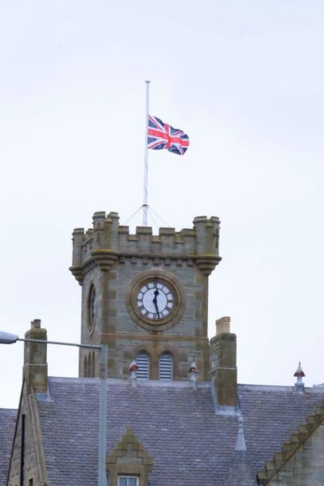 The fUnion flag flies at half mast over Lerwick Town Hall in honour of murdered MP Jo Cox. Photo SIC