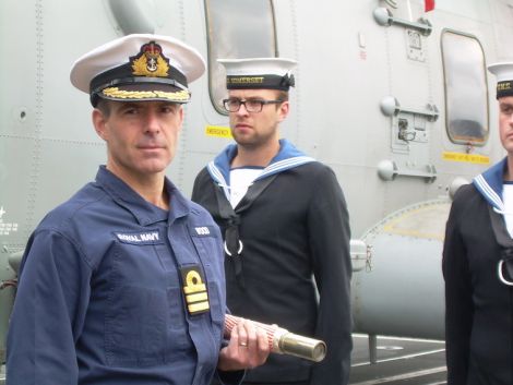 Commanding officer Michael Wood, the oldest member of the young crew. Photo BBC Radio Shetland