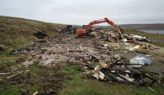 Rubble where the North Isles Motel in Sellafirth, Yell once stood. Photo: Steven Swan