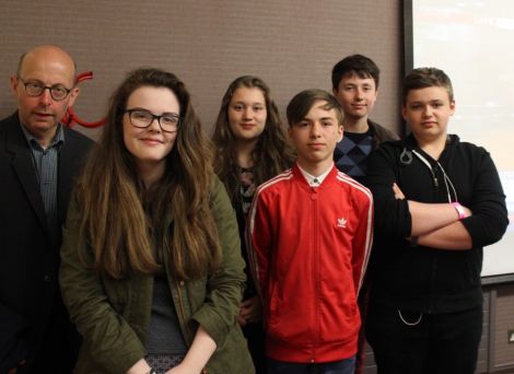 Mixed views from Brae High School. From left: History teacher Irvine Tait, Katie Wink, Astri Balfour, Lewis Johnson, Matthew Johnson and Kaiden Taylor.