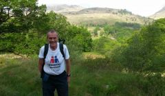 Sandy Peterson earlier this week hiking the West Highland Way along with Kenny Groat to raise funds. Photo courtesy of Disability Shetland