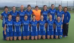 Shetland's hockey team line-up before the match in Orkney. Photo: BBC Radio Shetland