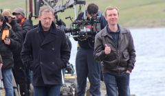 Lead actor Douglas Henshall and Steven Robertson on set during filming for the last series. Photo courtesy of BBC.