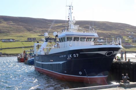 The newly-lengthened Alison Kay at Scalloway in April.