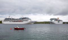 Two of this year's 79 cruise liners booked to visit Lerwick harbour this summer season. David Spence's photo of the Pacific Princess (left) and Costa Neoromantica (right) was taken on 17 July.