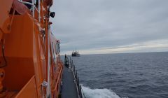 Aith lifeboat approaching the fishing vessel Starlight Rays, around 35 miles northeast of Unst - Photo: Aith Lifeboat