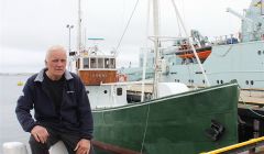 Erkna owner Atle Remoyat Lerwick's Victoria pier on Monday - Photo: Hans J Marter/ShetNews