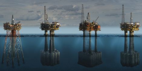 Shell wants to leave the concrete legs of its Brent oil platforms in the North Sea after decommissioning. Image courtesy of Shell