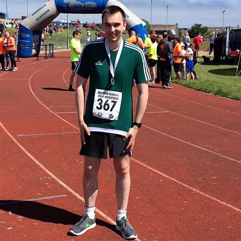 Danny Sandison after completing the Peterhead half marathon.