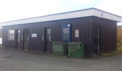 Laxo ferry terminal waiting room and public toilets.