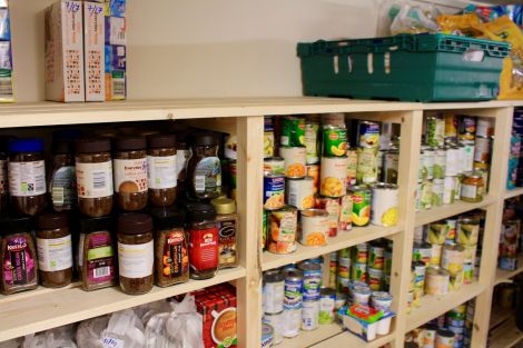 Some of the assorted foodstuffs assembled at the food bank's new premises. Photo: Chris Cope/Shetnews