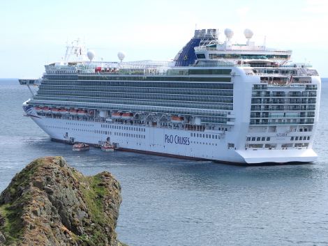 The Azura anchoring in Breiwick in June.