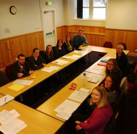 Shetland’s probationer teachers at their recent induction day with the SIC’s quality improvement manager Audrey Edwards and quality improvement officer Robin Calder. Clockwise from left: David Burke, Emma Black, Emma Murray, Linda Tait, Kirstin Sineath, Cheryl Cluness, Nicola Wagstaff and Laura McIntyre. Absent from the photo is Lynsey Spence.