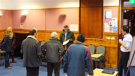 SCT vice chair Jonathan Wills addressing the meeting with his proposals for reform - Photos: Hans J Marter/ShetNews