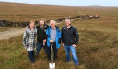 NYDC committee members Michelle Morris, Mark Lawson (chairman), Andrew Nisbet (secretary) and Robbie Coutts cutting the turf for the community wind farm.