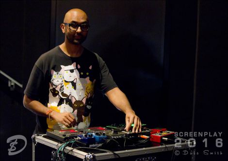 Beatboxer Jason Singh performed live accompaniment to Drifters, the 1929 film about North Sea herring. Photo: Dale Smith