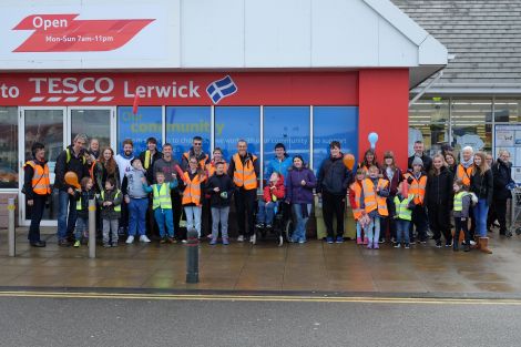 Walkers and supporters meet up during the afternoon. Photo: Disability Shetland