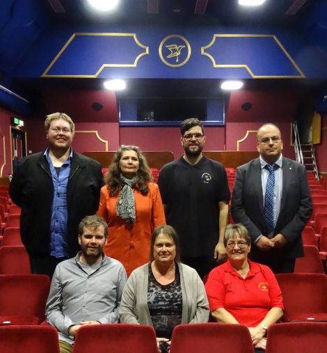 The Garrison Theatre steering group (left to right): Robert Lowes, Bryan Peterson, Izzy Swanson, Debbie Nicolson, Martin Summers, Sheila Manson and Raymond Mainland